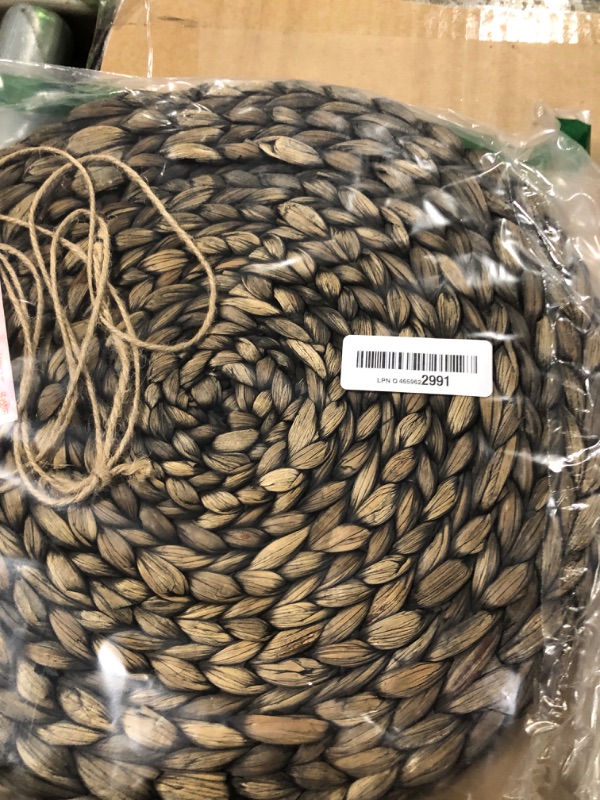 Photo 1 of 10 Pack, Round Woven Placemats, Natural Water Hyacinth Wicker Place Mats, Braided Straw Table Mats for Dining Table, Fall, Halloween, Thanksgiving, Chrismats, Black (13.8 inch)