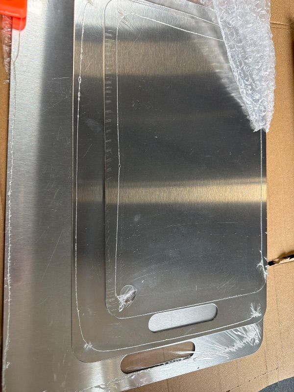 Photo 1 of **SHE IS THIN**
UFJEG Titanium Cutting Board Set of 3, Titanium Cutting Boards for Kitchen, Non Toxic, Double-Sided Food Grade Chopping Board for Cutting Meat Vegetable Fruit, Outdoor Camping