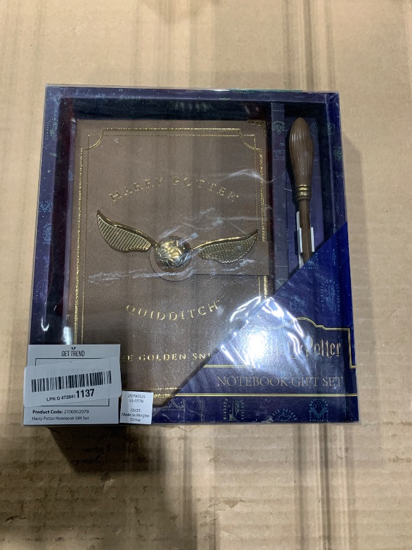 Photo 1 of *** NEW FACTORY *** Harry Potter A5 Notebook Set with Broomstick Pen for Kids, Teens, Faux Leather Cover, Golden Snitch Detail, Stationery Supplies, Gifts for Kids (Brown Wand Pen)
