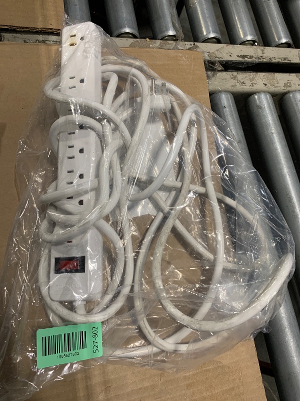 Photo 1 of *** VERY USED *** PLUGTUL Surge Protector 20FT (980 Joules), Flat Plug Power Strip, Extension Cord with Multiple Outlets, 7 Outlets, ETL Listed, 14 Gauge, Wall Mountable for Home Office Garage, White