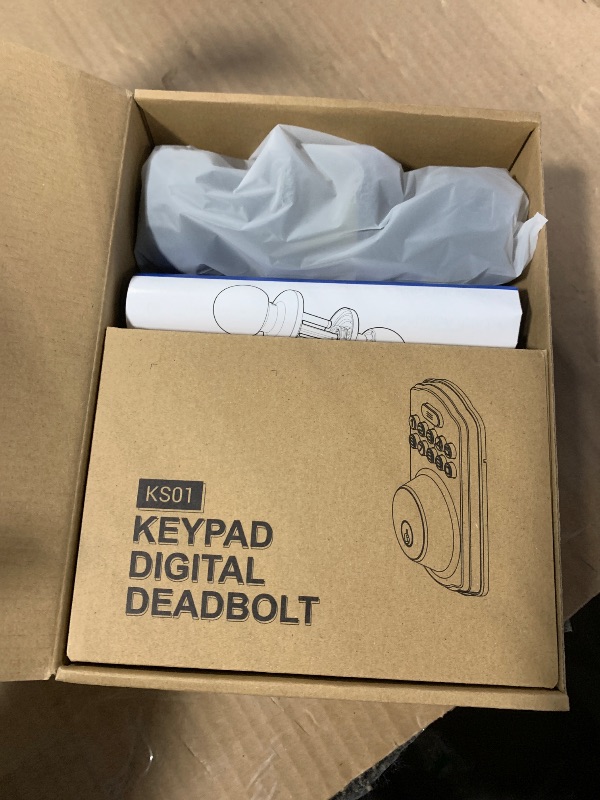 Photo 1 of *UNTESTED*
Veise Keyless Entry Door Lock with 2 Knobs, Electronic Backlit Keypad Deadbolt with Handle Set, Auto Lock, One-time Codes, Smart Deadbolt for Front Door, Easy Installation, Matte Black