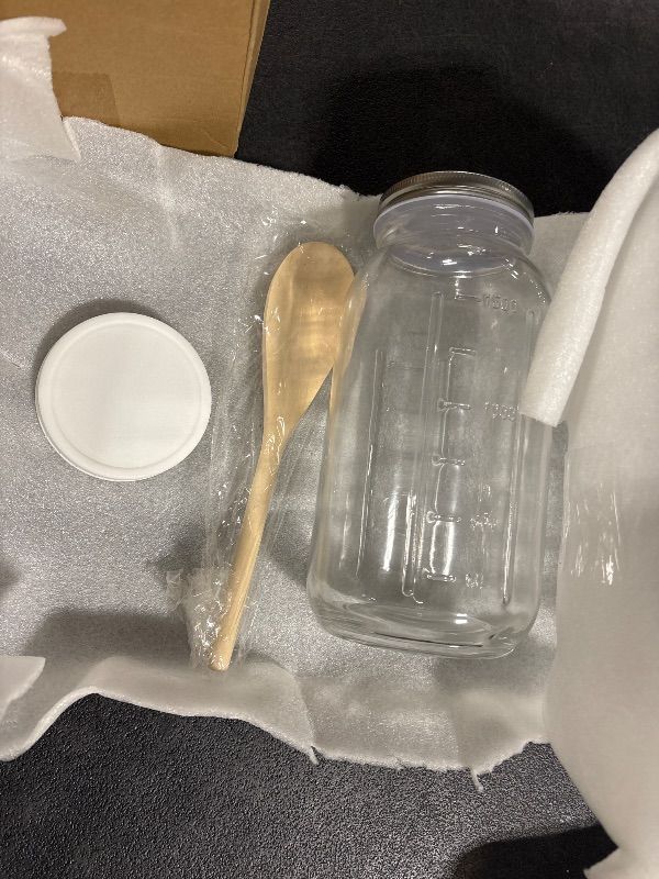 Photo 1 of **MISSING SEVERAL PARTS**
Honeydak 8 Pcs Complete Kefir Starter Kit Kombucha Fermenter Kit Half Gallon 64oz Mason Jar Wide Mouth with Plastic Storage Lid Nylon Mesh Strainer Cotton Cloth Cover and Wood Spoon