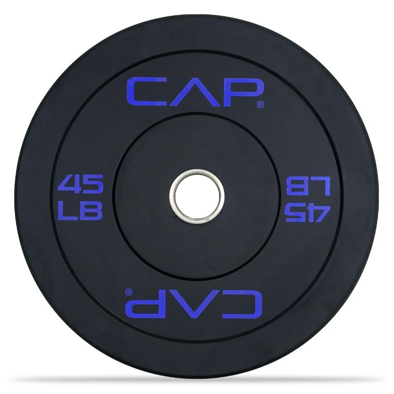View 1 of ***ONLY ONE 45LB PLATE ***CAP Barbell 260 LB Economy Olympic Bumper Plate Set with Color Logo | Black