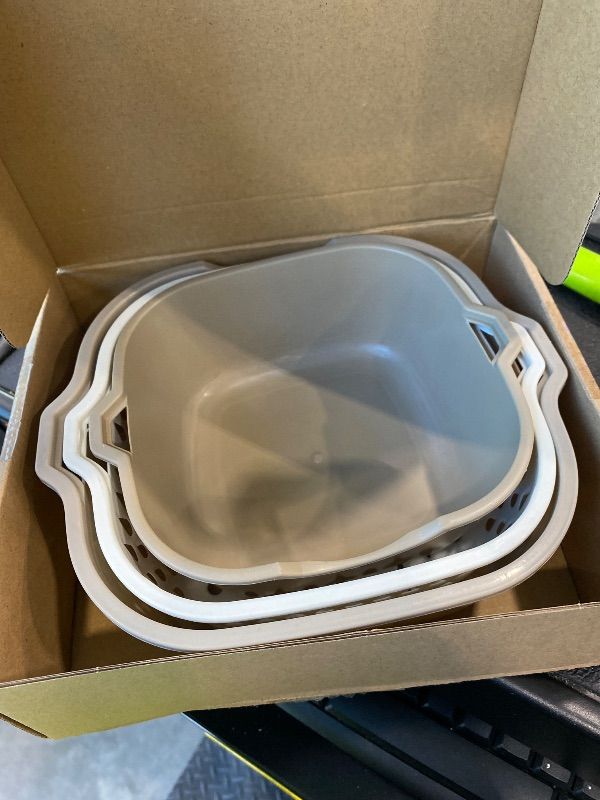 Photo 1 of *MISSING PARTS*
LemonRoad 6 Pcs Drain Colander Bowl Set Fruits and Vegetable Washing Strainer Detachable Double-layer Plastic Kitchen Food Basket, Kitchen Essential Gadgets (White,Grey)