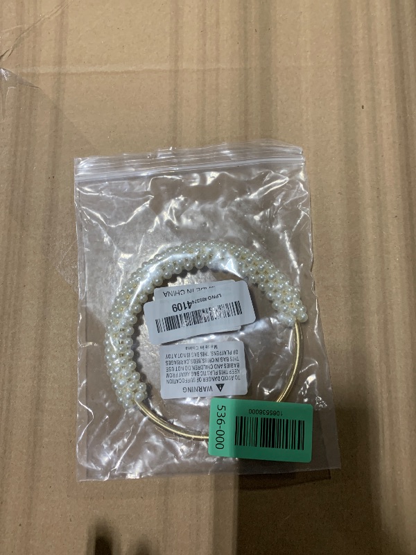 Photo 1 of *PARTIAL SET - ONLY 1 pc*
Semetall Purse Handles Replacement, 2Pcs Imitation Pearl Beaded Handbag Straps, White Decorative Clutch Handle for DIY Evening Bag and Woven Purse