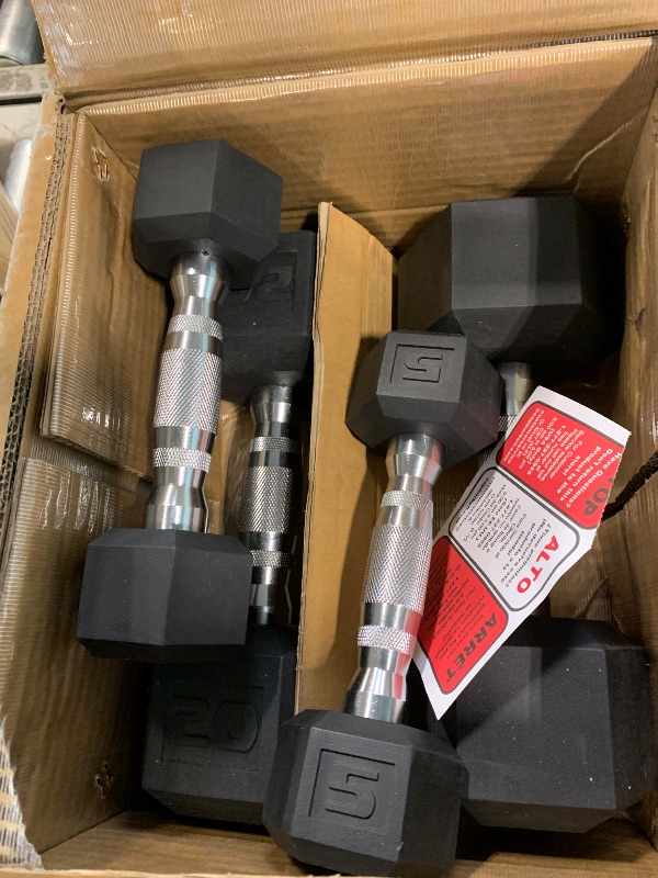 Photo 1 of ***UNKNOWN IF MISSING PART**** CAP Barbell 100 LB Rubber Coated Hex Dumbbell Hand Weight Set with Vertical Storage Rack | Black