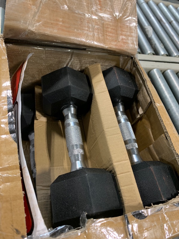 Photo 1 of ***UNKNOWN IF MISSING PART**** CAP Barbell 100 LB Rubber Coated Hex Dumbbell Hand Weight Set with Vertical Storage Rack | Black