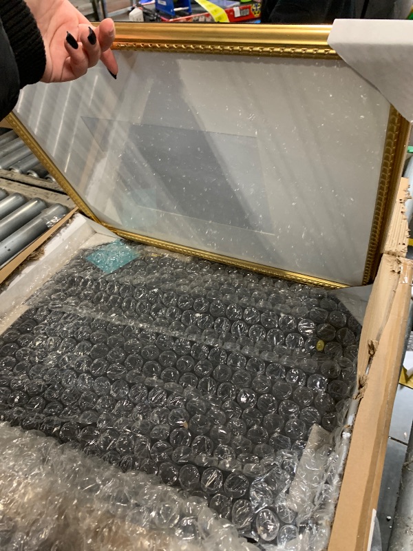 Photo 1 of ***SINMILAR ITEM**** Kate and Laurel Adlynn Rectangle Beaded Picture Frame Set of 3, 16 x 20 matted to 8 x 10, Gold, Vintage Three-Piece Frame Set for Gallery Wall Frame Set in Living Room Wall Decor