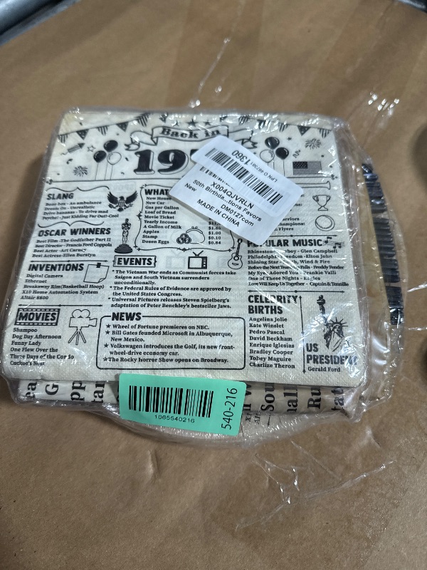 Photo 1 of ** FACTORY SEALED**50th Birthday Tableware Set for Back in 1975 Birthday Party Supplies Vintage 50 Year Old Themed Paper Dessert Plates Napkins Tablecloths Serves 24 Guests 1975 Retro 50th Parties Decorations Favors