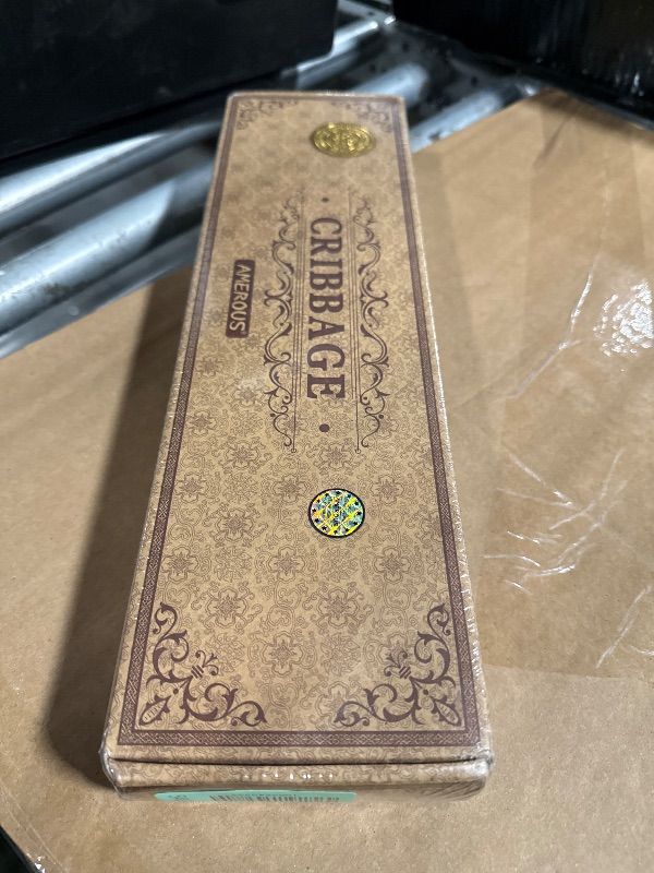 Photo 1 of ** FACTORY SEALED **AMEROUS Wooden Cribbage Board Game Set with Magnetic Lock - Metal Pegs - 2 Playing Cards - Continuous 3 Track Board - Larger Storage Area, Travel Portable Cribbage Game Sets for Family