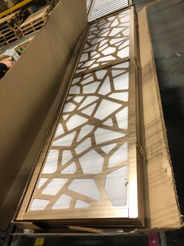 Photo 1 of *****MINOR SCRATCHES*****Roundhill Furniture Giyano 4 Panel Screen Room Divider, Gold