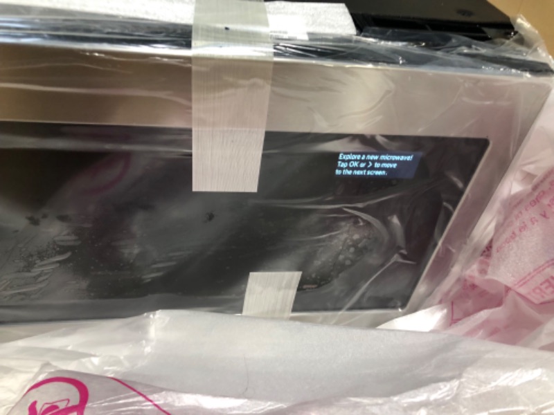 Photo 1 of **PARTS ONLY **SAMSUNG 1.1 Cu Ft Smart SLIM Over the Range Microwave Oven w/ 550 CFM Hood Vent, Wi-Fi, Voice Control, LED Light Bar, Sensor Cook, 1100 Watt, ME11A7710DS/AA, Fingerprint Resistant Stainless Steel