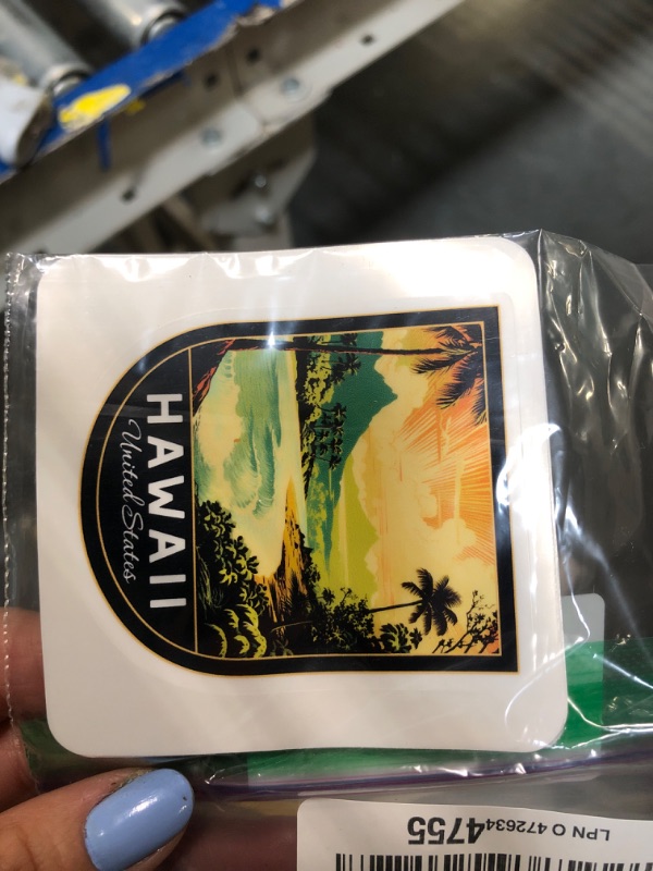 Photo 1 of (3 Pcs 3X3) Hawaii United States Stickers - Hawaii Travel Sticker - United States Travel Gift - Hawaii Souvenir - Decals for Luggage - Suitcase - Scrapbook - Laptop - Water Bottle