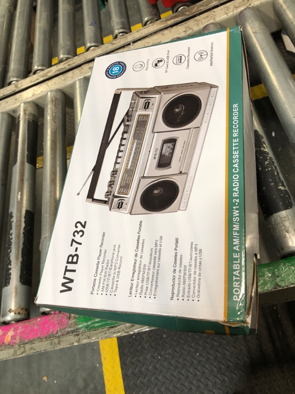 Photo 1 of **MISSING POWER CABLE****Retro Classic 80s Style Portable Boombox with Cassette Player Recorder, AM/FM/SW1/SW2 Radio, Bluetooth, USB/Micro SD Slots, Headphone Jack, 24W Dual Full-Range High Bass Speakers