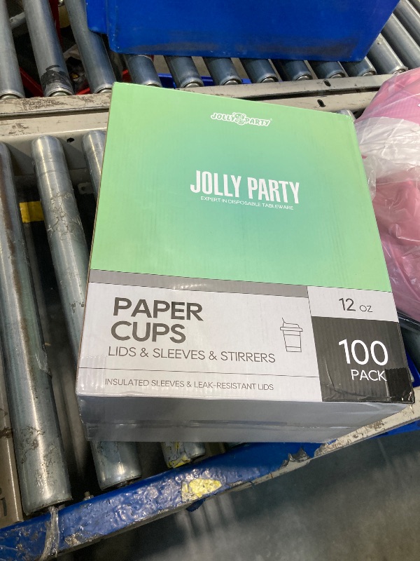 Photo 1 of [100 Pack] 12 oz Paper Coffee Cups, Disposable Paper Coffee Cup with Lids, Sleeves, and Stirrers, Hot/Cold Beverage Drinking Cup for Water, Juice or Tea, Suitable for Home, Shops and Cafes