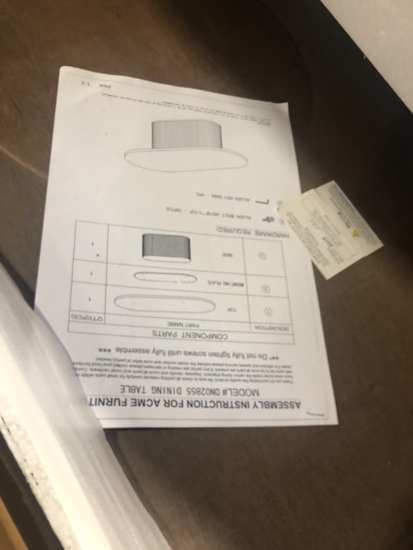 Photo 1 of ***JUST  BASE DINNING TABLE BASE *** /// ONLY BASE /// Acme Gamarya Contemporary Wood Oval Dining Table with Vertical Pattern in Oak  /// ONLY BASE ///