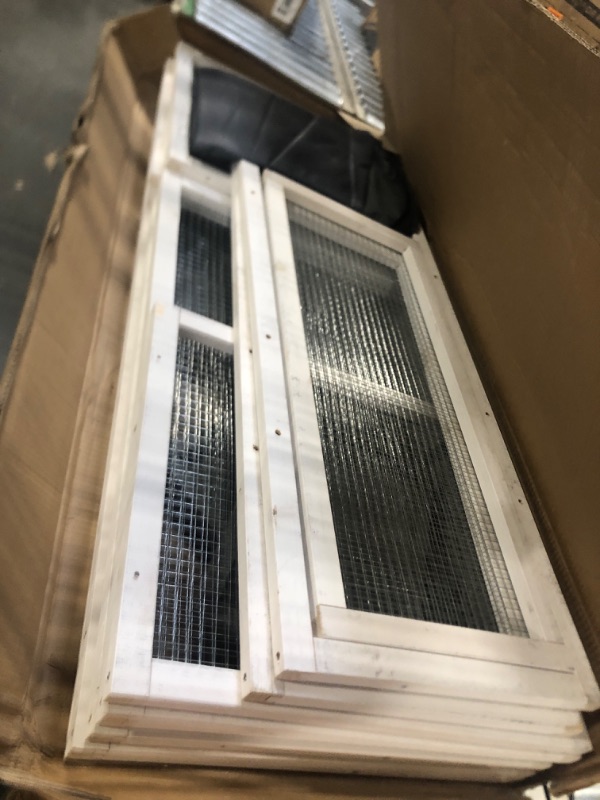 Photo 1 of ****SOLD FOR PARTS -MISSING HARDWARE***70" Large Catio Outdoor Cat Enclosure, Outdoor Cats Cage with Waterproof Cover,Wooden Walk in Cat Shelter Jumping Platforms & 2 Resting Box, UV Resistant (WHITE)