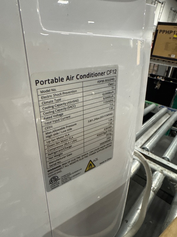 Photo 1 of  *********TURNS ON PERFECTLY******* 12000 BTU Portable Air Conditioner Cools up to 550 Sq.Ft, 3-in-1 Quiet Portable AC Unit with Remote Control & Installation Kits for Large Room, 3 Speed, Auto Swing, 24H Timer