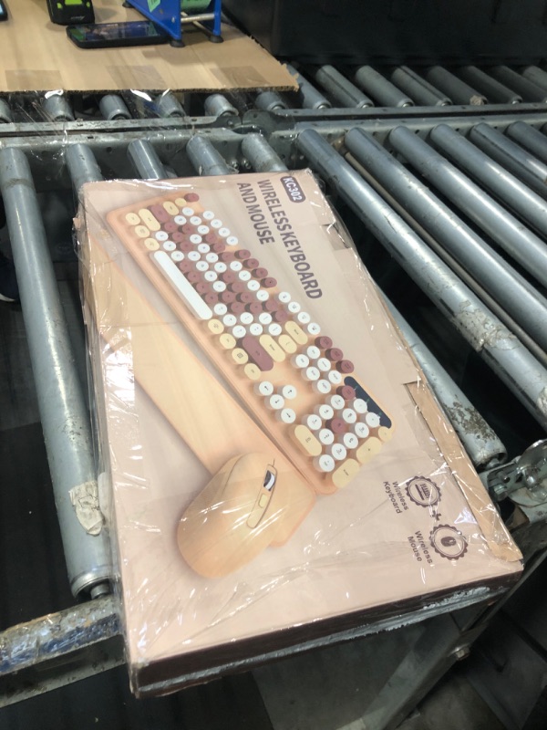 Photo 1 of **MISSING PARTS**
Wireless Keyboard and Mouse Combo, Round Keycaps, Full-Size Retro Typewriter Keyboard with Detachable Wrist Rest, Sleep Mode & Tilt Legs, 2.4GHz Cordless Connection for Mac/Windows/PC (Latte)