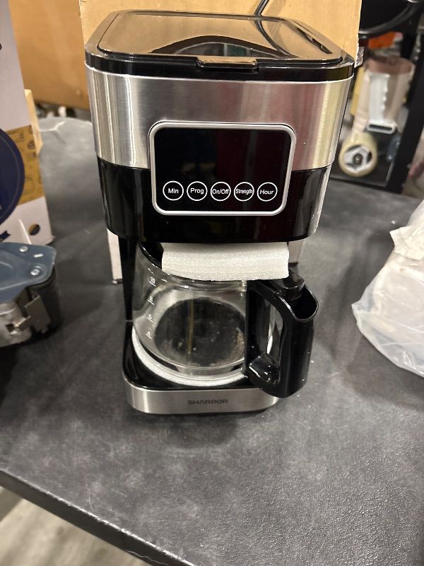 Photo 1 of **NEEDS CLEANING**
SHARDOR 10-Cup Programmable Coffee Maker, Regular & Strong Brew Drip Coffee Machine for Home and Office, Auto Shut Off, Permanent Filter, Silver
