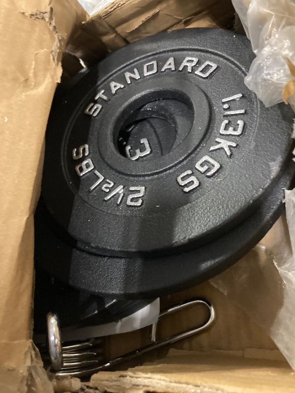 Photo 1 of **SIMILAR NOT EXACT TO PICTURE** **DESCRIPTION DISPLAYS IN BOX**
Steel Olympic Plates 22.5 LB Set - 4 of 5lb & 2.5lb 2 inch Center - Hammertone Weights for Home or Commercial ITH BARBELL CLAMPS