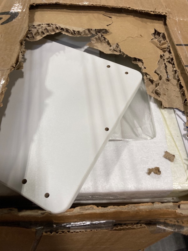 Photo 1 of **NO MIRROR **
QUALIKRAFT White Vanity Set & Stool, Makeup Desk with Built-in Power Outlet (2 AC & 2 USB), 2 Large Drawers & 6 Shelves, Lighted Dressing Table for Bedroom Organization