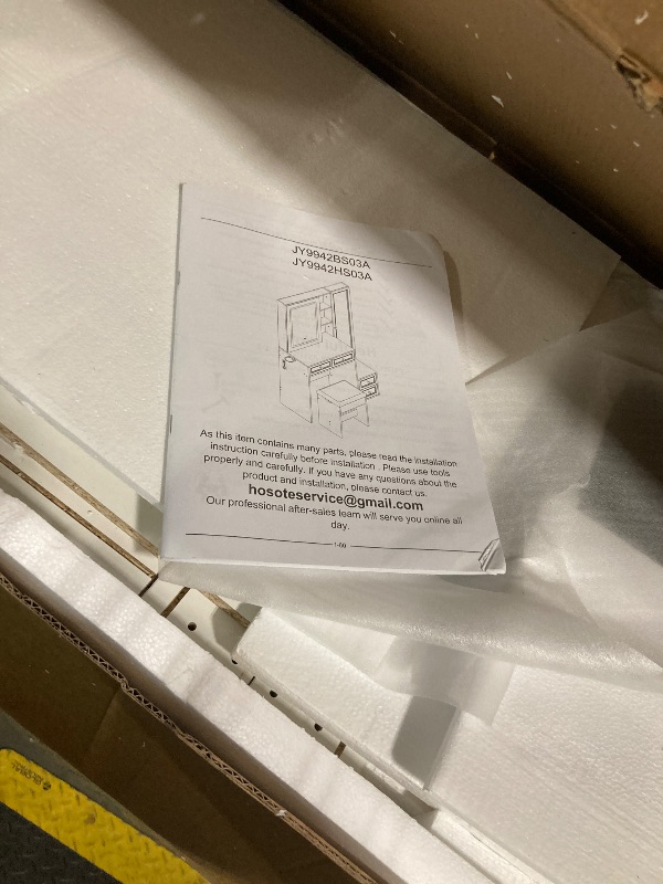 Photo 1 of ** SIMILAR** ALEAVIC Vanity Desk with Mirror and LED Lights, Makeup Vanity Set with Power Outlet, and Stool,Jewelry Storage,White Vanity Desk for Bedroom