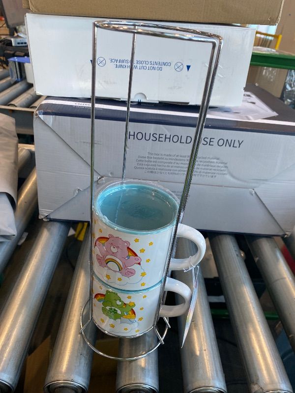 Photo 1 of ***MISSING TWO*** Silver Buffalo Care Bears Rainbow Heart Logo 4pc Ceramic Mug Stack, 10 Ounces