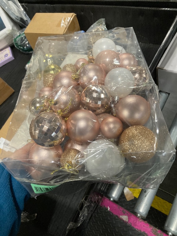 Photo 1 of ***MISSING PARTS*** Sea Team 86-Pack Shatterproof Rose Gold Christmas Ball Ornaments Set, Assorted Multi-Sized Hanging Baubles, Xmas Tree Decorations, Seasonal Décor for Holiday Wreath Garland, Hooks Included