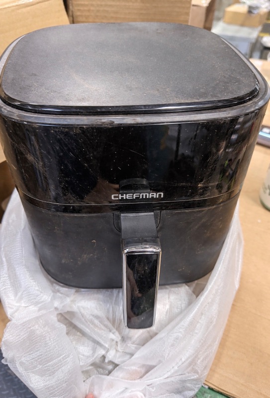 Photo 1 of ***VERY USED//DIRTY ***Chefman Air Fryer – 6 QT Compact Airfryer for Quick & Easy Meals in Minutes, Features Hi-Fry Technology for Extra Crisp, Touchscreen Controls with 4 Presets, Nonstick & Dishwasher Safe Basket - Black