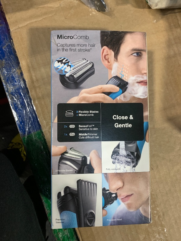 Photo 1 of **MISSING PARTS**
Braun Electric Series 3 Razor with Precision Trimmer, Rechargeable, Wet & Dry Foil Shaver for Men, Blue/Black, 4 Piece