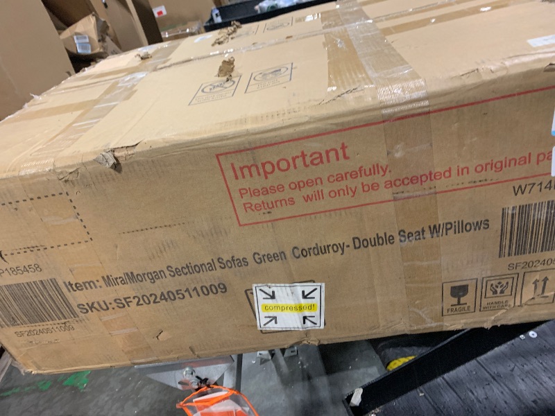 Photo 1 of ****PARTIAL SET, SECTIONAL SOFA PIECE ONLY**** KEIKI 3-Piece Sofa Set with 1 Oversized Corduroy 3-Seater Sofa & 1 Loveseat & 1 Single Sofa, Upholstered 6-Seater Couch Set with 10 Pillow, High-Density Foam Cushions, for Living Room, Green