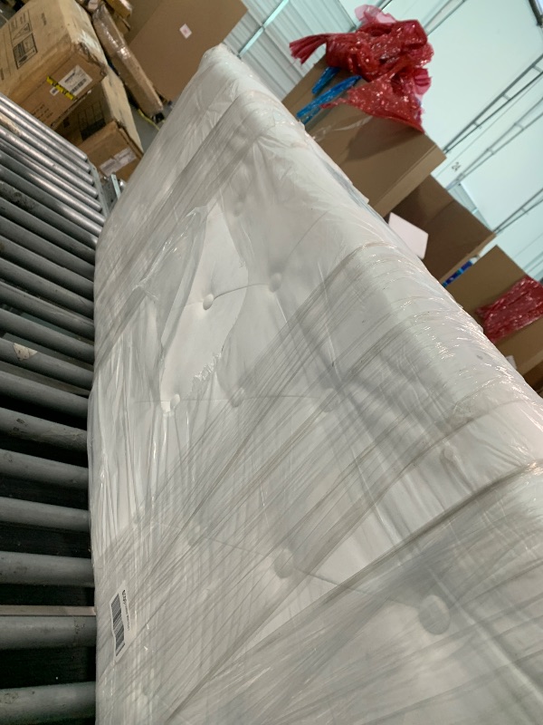 Photo 1 of ** DIRTY ** SHA CERLIN Full Size Platform Bed Frame with Charging Station, Velvet Wingback Headboard with Storage Shelf, Wooden Slats Support, Ample Under-Bed Space, No Box Spring Needed, Easy Assembly, White