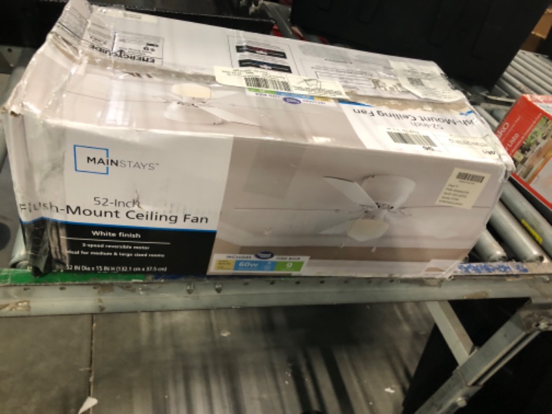 Photo 1 of **MISSING PARTS**
Mainstays 52 Inch Hugger Indoor Ceiling Fan with Light Kit White 5 Blades Reverse Airflow