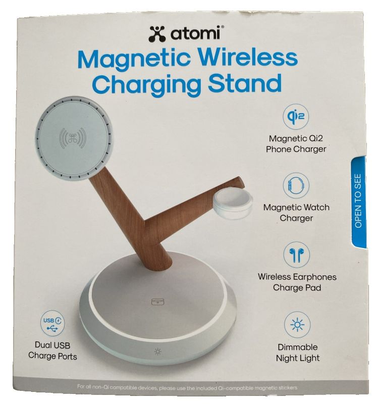 Photo 1 of Atomi Qi2 Magnetic Wireless Charging Stand–Fast Charging for iPhone & Android