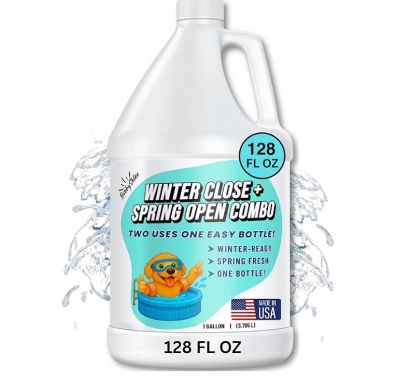 Photo 1 of 
BubbyShine Pool Closing Kit – Winterizing Formula for Above-Ground & In-Ground Pools | Liquid All-in-One Treatment + Spring Opening Support (1 Gallon), Winterizing Kit, Pool Start-Up, Pool Chemicals