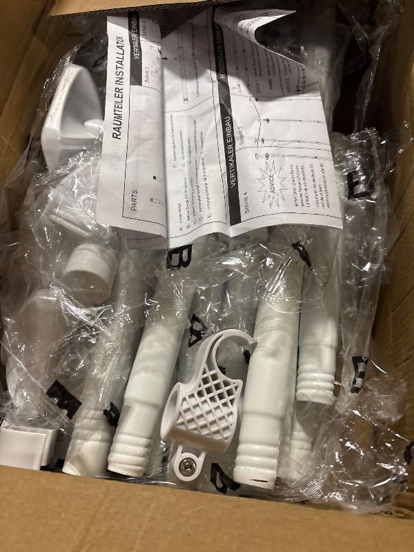 Photo 1 of **MISSING PARTS**
SUNALLY Room Divider No Drilling Curtain Rod Wall Divider for Room Separation, 4-10ft(H) 28-114inch(W) Adjustable, Heavy Duty Partition Space Separator Freestanding Tension Curtain Stand, White