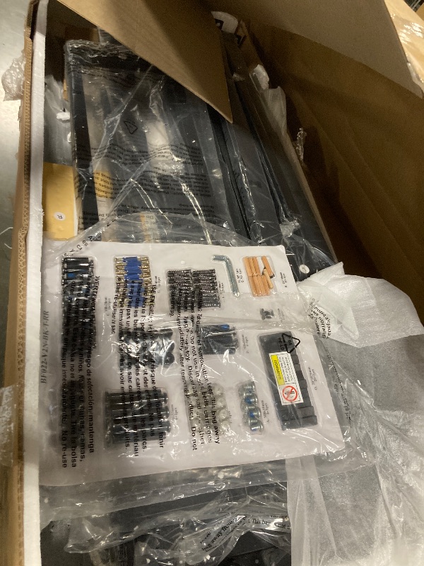 Photo 1 of **ASSEMBLY INSTRUCTIONS INCLUDED** Rolanstar Twin Bed Frame with Headboard, LED Bed with Bookcase Storage and Charging Station, Metal Platform Bed with Glass Shelves, No Box Spring Needed, Noise-Free, Black