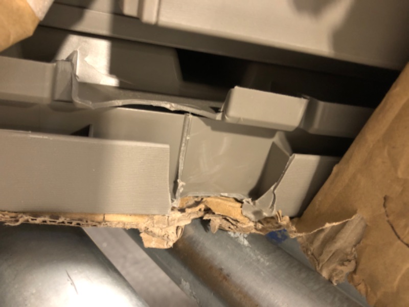 Photo 1 of **some damage**YITAHOME Outdoor Storage Box, 120 Gallon Waterproof Deck Box for Garden Tools, Patio Cushions, and Pool Accessories, Lockable, Easy Assembly, Versatile Bench or Table (Light Brown)