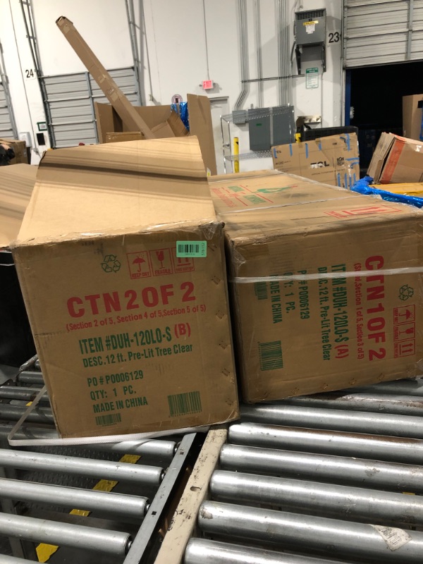 Photo 1 of (2 boxes)National Tree Company 12 ft Pre-Lit Dunhill Fir Artificial Christmas Tree, 1,500 Clear Lights, 7,794 Tips, Includes Stand, Green