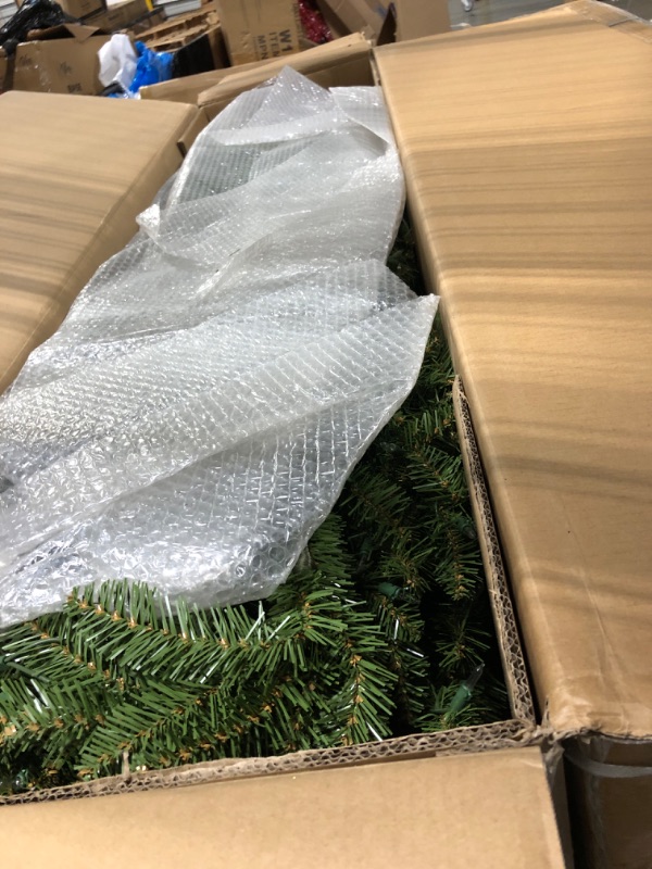 Photo 1 of (2 boxes)National Tree Company 12 ft Pre-Lit Dunhill Fir Artificial Christmas Tree, 1,500 Clear Lights, 7,794 Tips, Includes Stand, Green