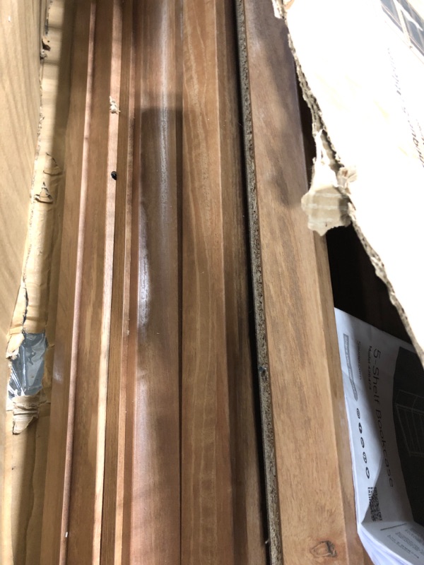 View 5 of **some damage, see pictures**Sauder 5 Tier Book Shelf Wooden Bookcase Multipurpose Bookshelf for Home Office, Living Room, in Sindoori Mango