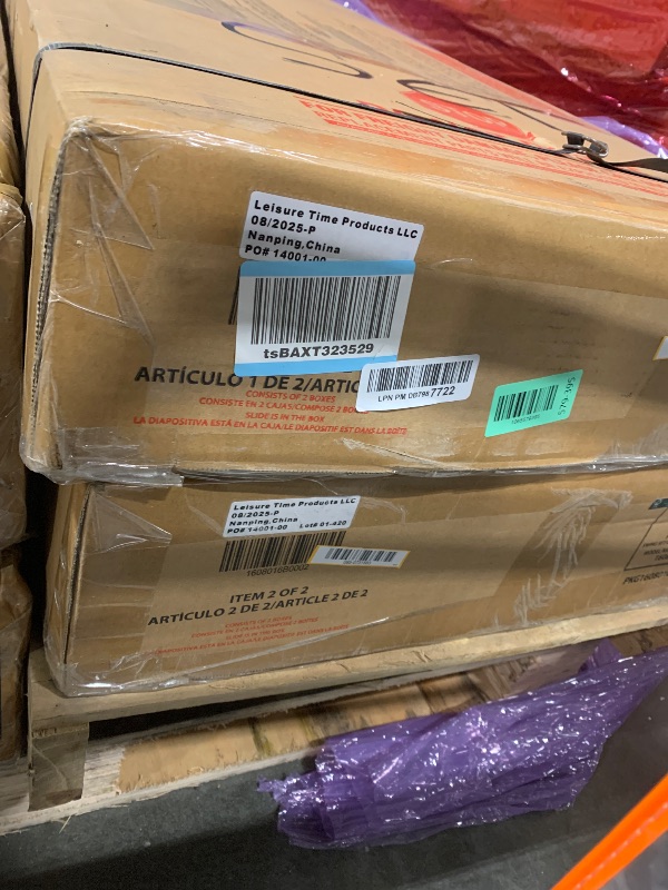 Photo 1 of ** SET TWO BOX** Backyard Discovery Atlantis Cedar Wood Swing Set with Wave Slide, Raised Clubhouse, Rock Wall, Belt Swings, Trapeze, Balcony, Lower Play Space, Snack Bar, Sandbox Area, Step Ladder, Outdoor Playset