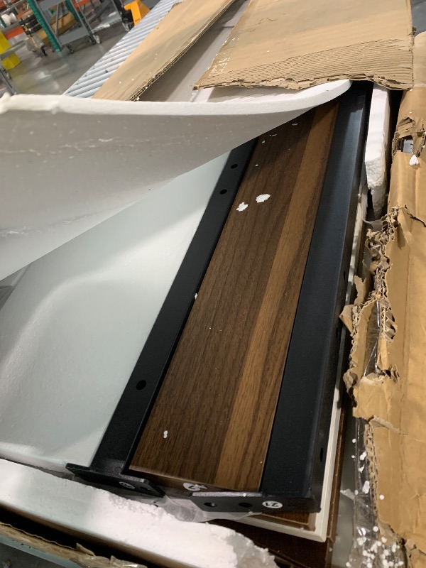 Photo 1 of *PARTIAL SET - Selling for parts*
Tribesigns L-Shaped Executive Office Desk, 70.5-Inch Mid-Century Modern Executive Desk with Storage Cabinet and Shelves, Large Computer Desk for Home Office, Brown + White