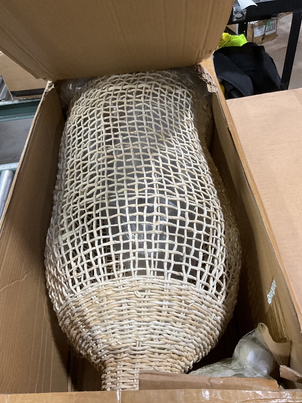 Photo 1 of **MISSING INSTRUCTIONS ** Arturesthome 1 Light Rattan Pendant Lights Boho Chandelier Lighting Fixture,Woven Swag Light Ceiling Hanging Lamp for Dining Room,Hallway,Foyer