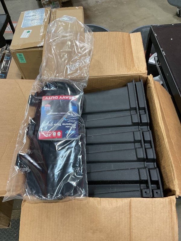 Photo 1 of **MINOR DAMAGE ** Camco Camper/RV Dual Propane Tank Cover - Features Hinged Top Panel & Custom Molded Design - Fits (2) 20lb Steel Tanks - Protects Propane Tanks During Travel, Camping and More - Black (50504)