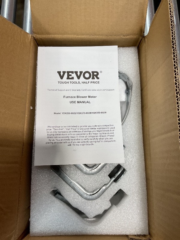 Photo 1 of **SCRATCHES** VEVOR 1/2HP Furnace Blower Motor, 1075RPM 5-Speed, 208/230V 2.7A, 48 Frame 3.4" Shaft Length, 0.5" Shaft Diameter, CW/CCW Dual Rotation, with 7.5?F/450V Capacitor and 11" Hold Hoop