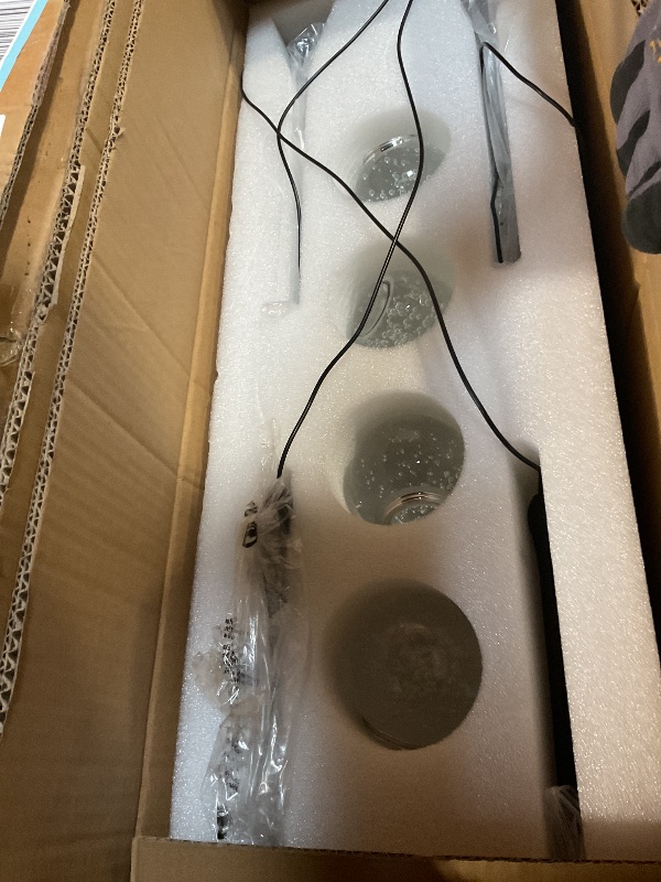 Photo 1 of **ONE GLASS BALL MISSING SILVER RING**cenozo 4-Lights Modern Pendant Lights for Kitchen Island LED Dimmable Crystal Glam Ceiling Pendant Lighting Chandelier for Dining Room Hallway Bedroom Black