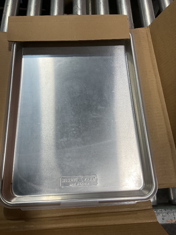 View 3 of ****only one *****Nordic Ware Naturals Half Sheet Set - USA Made Aluminum Commercial Quality Sheet Pan for Baking or Roasting, Encapsulated Galvanized Steel Rim Prevents Warping, Half + Lid