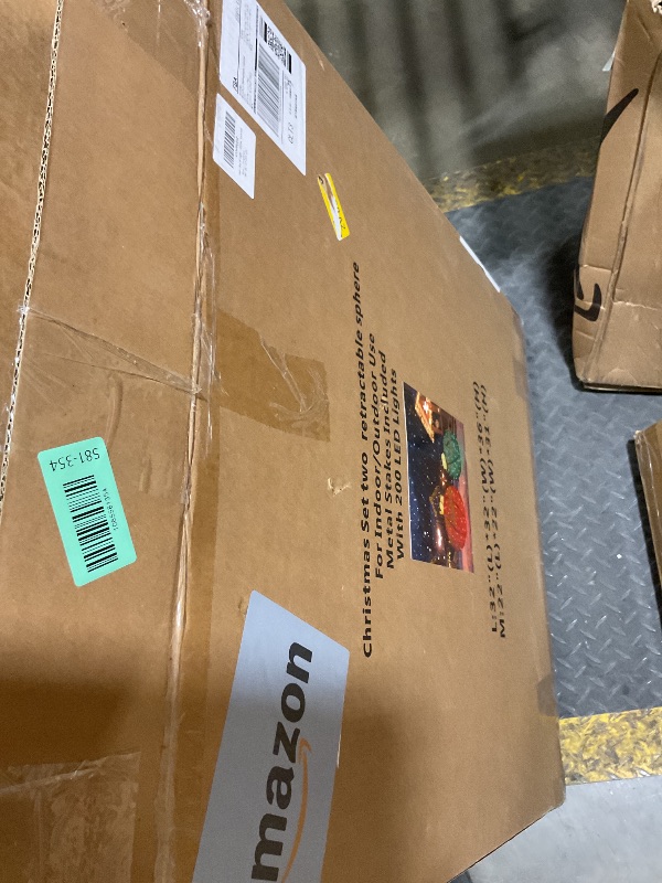 Photo 1 of 2Pcs 3FT Lighted Christmas Ornament Set - Expandable Outdoor, Indoor Holiday Decor with 200 LED Lights, Easy Assembly & Weatherproof, Red & Green Light-Up Ball for Yard, Garden, Storefront.